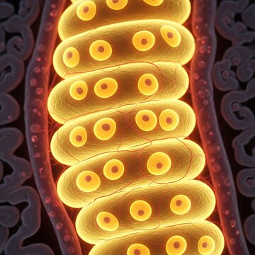 Mitochondria with cristae and inner membrane structure