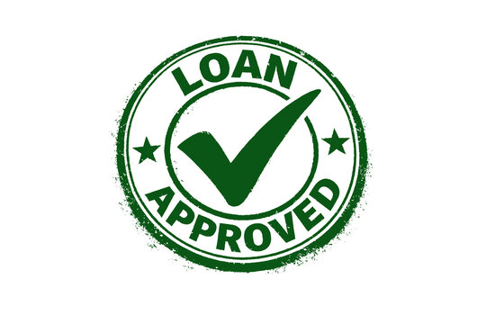 A green loan approved stamp on transparent background