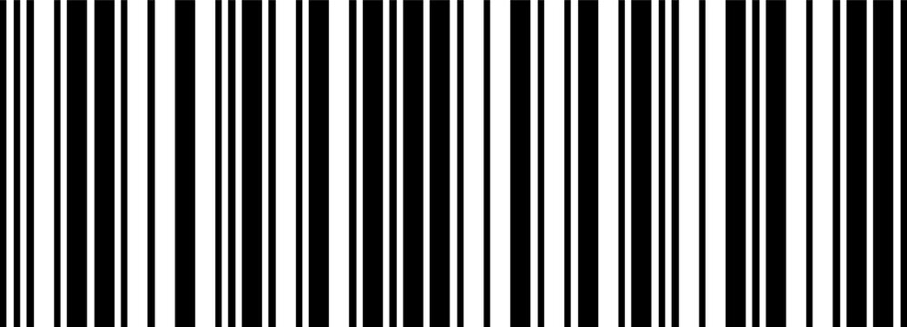 Seamless bar code strip pattern with vertical thin and thick lines. Abstract geometric texture background for retail, supermarket