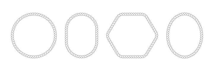 Rope knit cord border for wavy knot frame. String cowboy pattern for nautical and western boarder. Braid decorative rope for oval, round border design © Nataliia