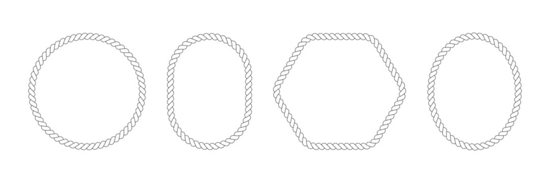Rope knit cord border for wavy knot frame. String cowboy pattern for nautical and western boarder. Braid decorative rope for oval, round border design