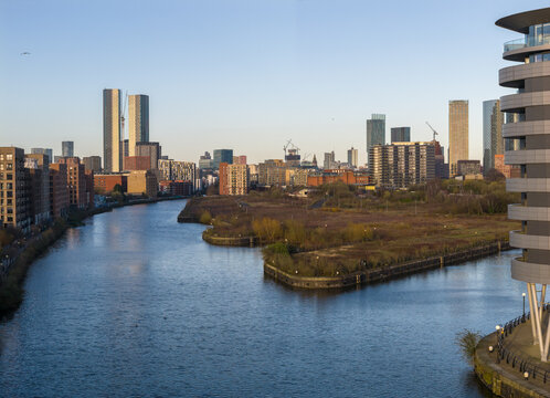 Aerial Image of River Irwell and Pomona Island in Manchester UK. 
