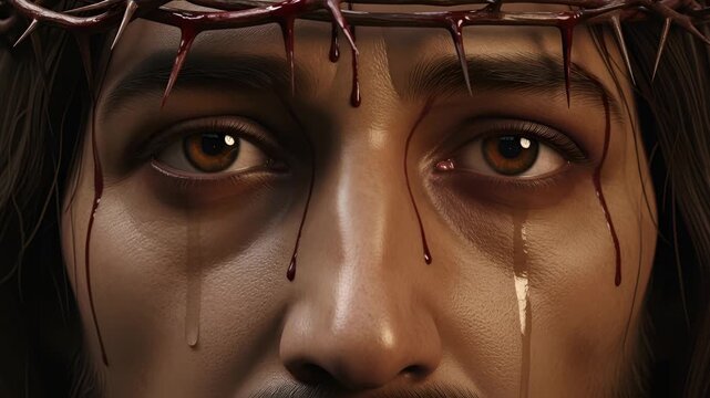 close-up black tears streaming slow motion 4k footage