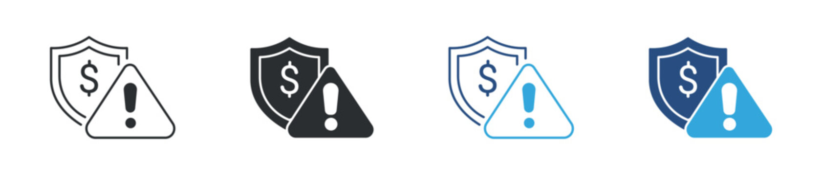 Late fee and penalty icon set. Payment delay warning, fine charge and financial penalty concept. Vector illustration.