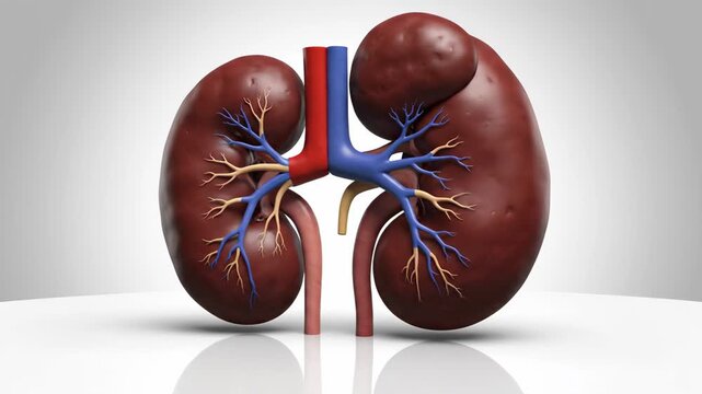 Exploring the Vital Role of Human Kidneys A Detailed 3D Medical Illustration Revealing the Intricate Anatomy of Renal Arteries, Veins, and Ureters for Health Education and Scientific Study