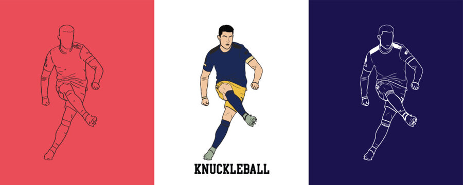 Football Player Knuckleball Style Position silhouette Vector Illustration Abstract Editable image