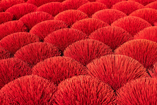 Detail of bright red incense sticks in Vietnam