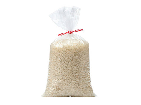 Bag of rice with red tie isolated on transparent background