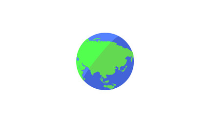 Flat Cartoonish Earth Globe Asia View Transparent Background 3D Illustration © Daksh