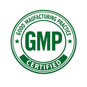 A green GMP certified logo on transparent background