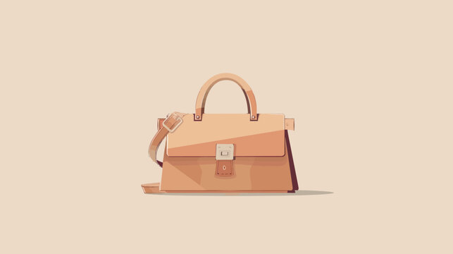 Stylish handbag illustration with handle and shoulder strap on beige background