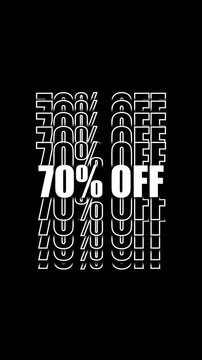 70% Off Animated Text Overlay &ndash; White Discount Promo Transparent Background