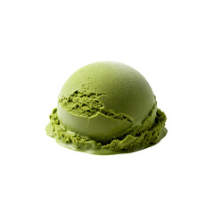 Fototapeta premium Organic green ice cream scoop, professional food photography of frozen dairy treat isolated on white background