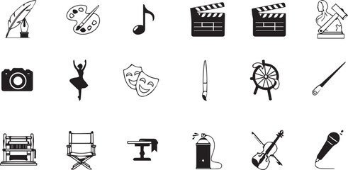 Fototapeta premium A collection of black and white icons representing signatures and documents
