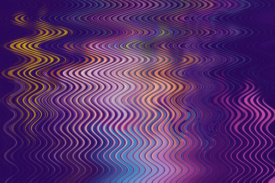 Abstract digital art with purple, yellow, and blue wavy distortion