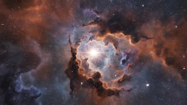 Vibrant nebula with stars and gas.