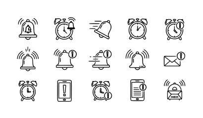 Fototapeta premium A set of minimalist icons representing notifications and alarms