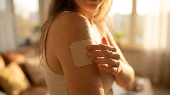 Woman's Arm with Transdermal Patch for Modern Health and Wellness