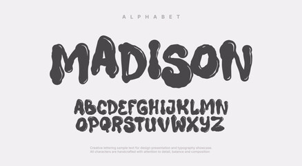 Hand drawn font in modern brush style. Handwriting typography for design. Creative vector illustration. © rosovskyi