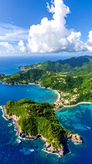 Obraz premium Tropical island paradise lush green peninsula with clear turquoise waters