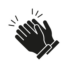 Obraz premium Clapping Hands Solid Icon. Applause, Appreciation, And Celebration Silhouette Symbol. Positive Feedback And Support. Isolated Vector Illustration