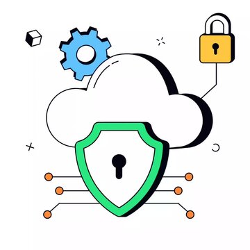 Cloud Computing Data Protection and Network Security Concept Animation