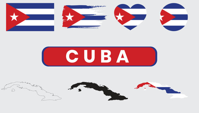 Cuba flag and map collage with heart and textCuba flag and map collage with heart and text