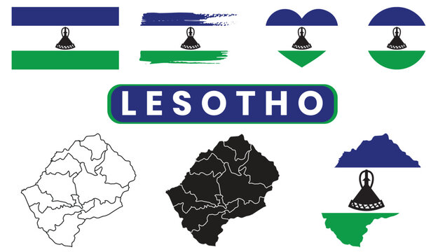 Lesotho national symbols and map illustrationsLesotho national symbols and map illustrations