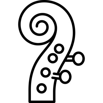 Minimalistic violin scroll volute pegbox outline icon