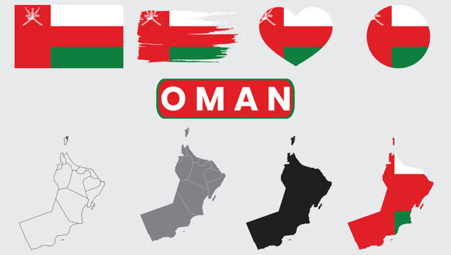 Oman flag and map variationsOman flag and map variations