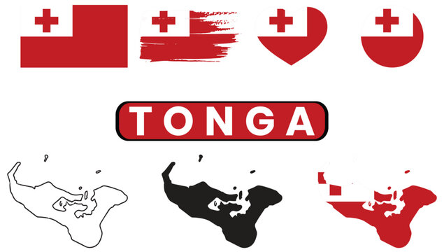 Tonga flag and map variationsTonga flag and map variations