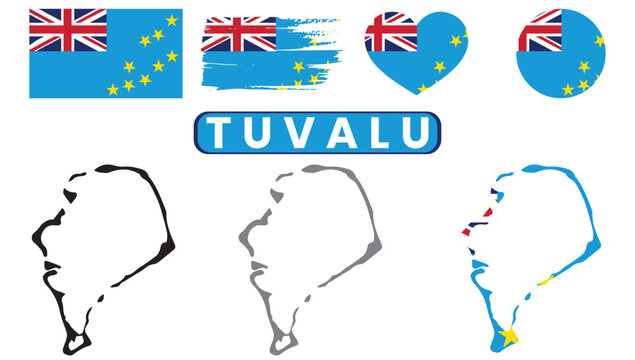 Tuvalu country flags and map outlinesTuvalu country flags and map outlines