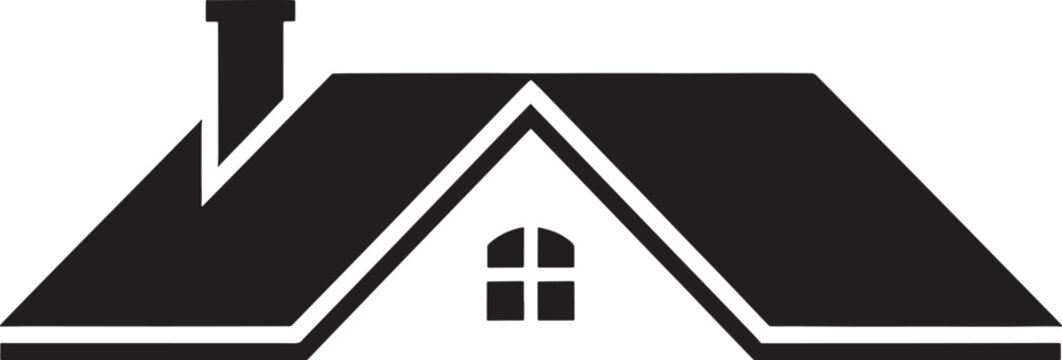 Black house with chimney and window roof