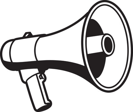 Black megaphone symbol loudspeaker announcement