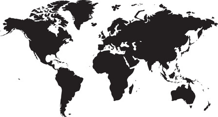 Obraz premium Black silhouette of map on white background geography continents