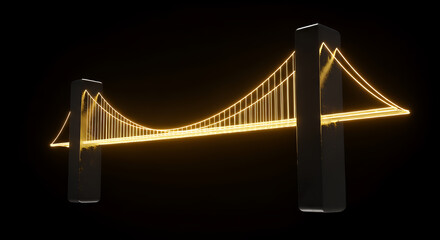 Obraz premium A breathtaking night view of the landmark Golden Gate Bridge spanning the San Francisco Bay, showcasing the iconic California architecture and city skyline over the dark Pacific Ocean water