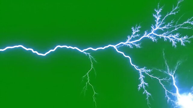 Electricity strikes with bright blue lightning.