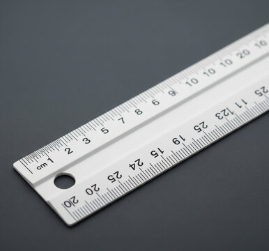 White plastic ruler on gray surface