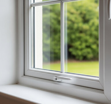 White uPVC casement window with internal muntins view