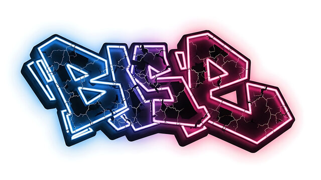 Graffiti style alphabet letters in blue and red on white background