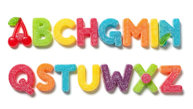 Vibrant 3 d letters spelling alphabet in playful rainbow colors