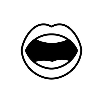 Illustration vectorielle minimaliste d&rsquo;une bouche ouverte en contour noir. Style &eacute;pur&eacute; et moderne, id&eacute;ale pour communication, expression, esth&eacute;tique ou design graphique