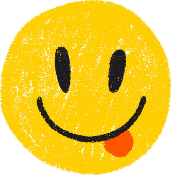 Hand drawn emoji with tongue out in doodle sketch style. Playful silly face suitable for stickers, kids designs and fun illustrations.