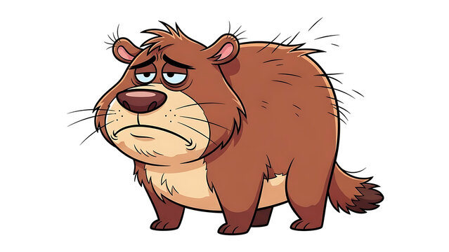Grumpy cartoon bull with red fur and horns snorting