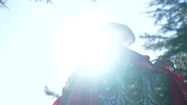 Sacred doli of Kamrunag temple in Himalayas.Religious doli ritual at Kamru Nag temple.