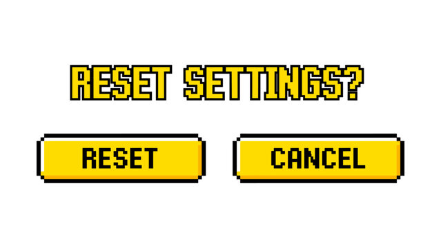 Pixel art reset button interface with retro gaming style