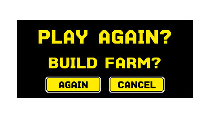 Fototapeta premium Retro pixel art game menu design with play again and build farm options