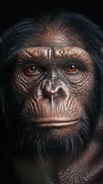Primate evolution process: ape transition, early human emergence, primitive hominid development, species shift, biological adaptation, ancestral pathway, natural selection, gradual change