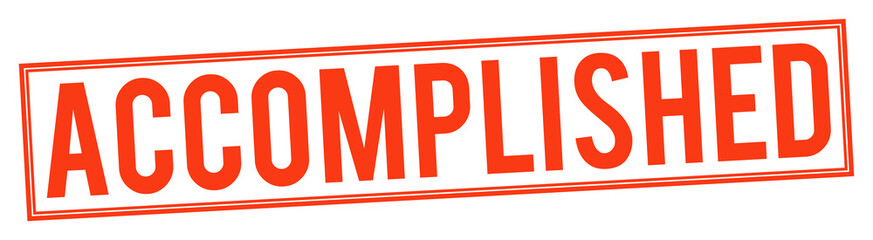 Fototapeta premium Accomplished stamp in red color on transparent background