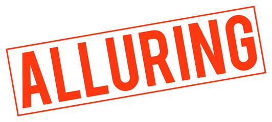 Red alluring stamp text on transparent background